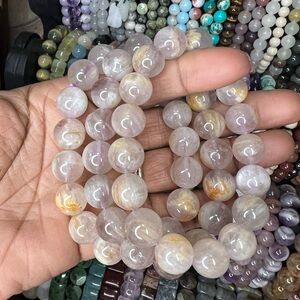 Purple Rabbit Fur bracelet 12mm (one)